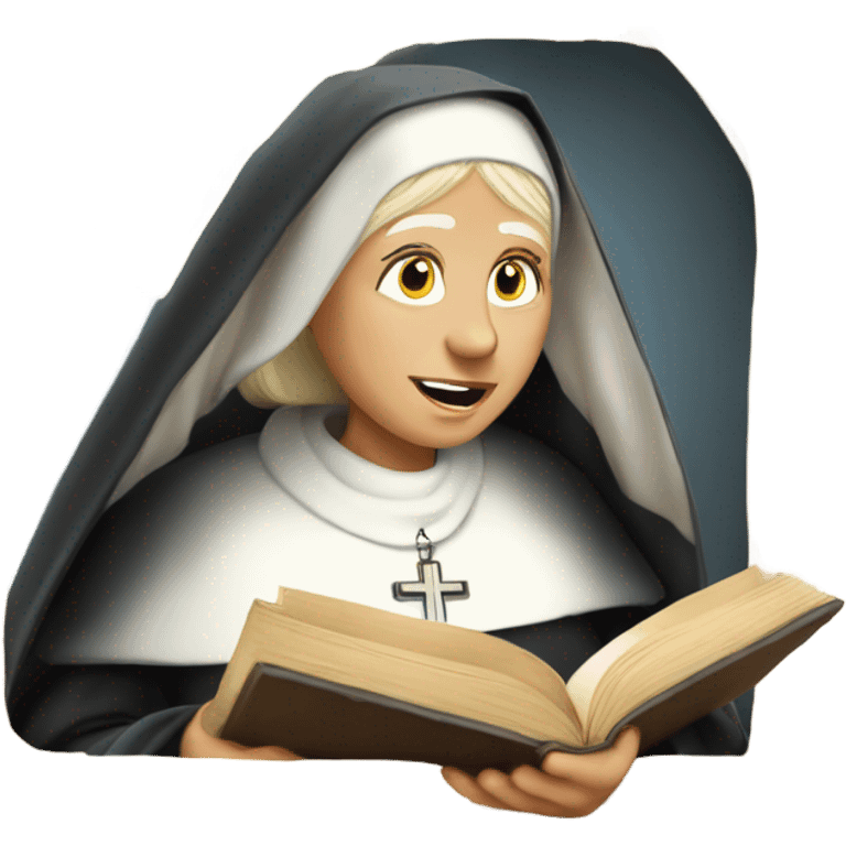 Old blonde nun read the holy scriptures to herself  emoji