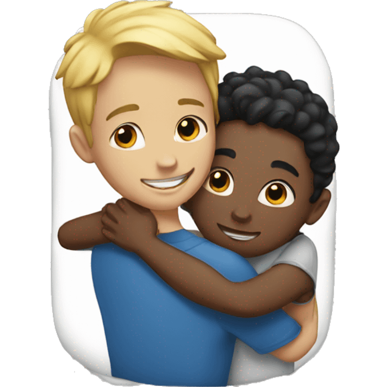 Ebony & white boy hugging  emoji