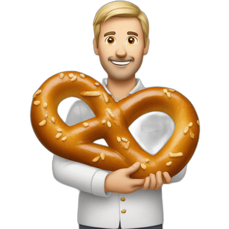 german man holding a pretzel emoji