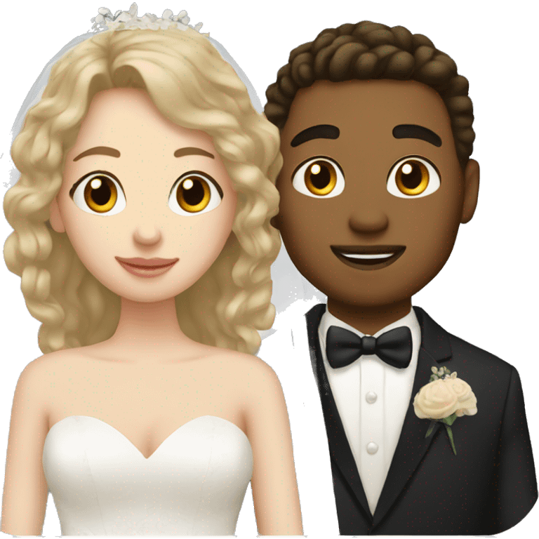 boyfriend and girlfriend in wedding, light skinned emoji