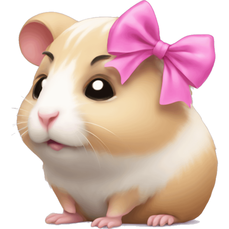 Sad hamster with a pink bow on head emoji