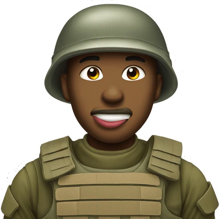 soldier shows his tongue emoji