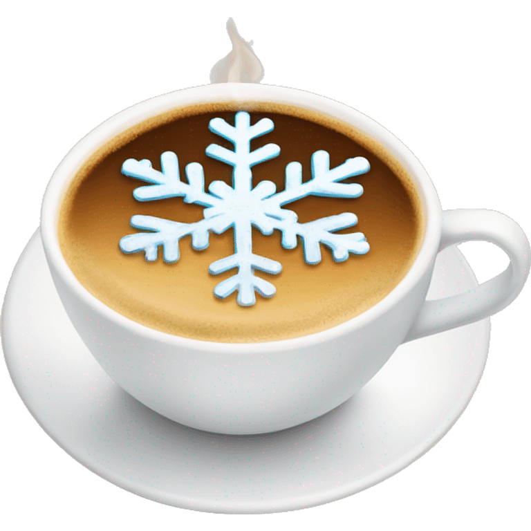 A cup of cappuccino with a snowflake on top emoji