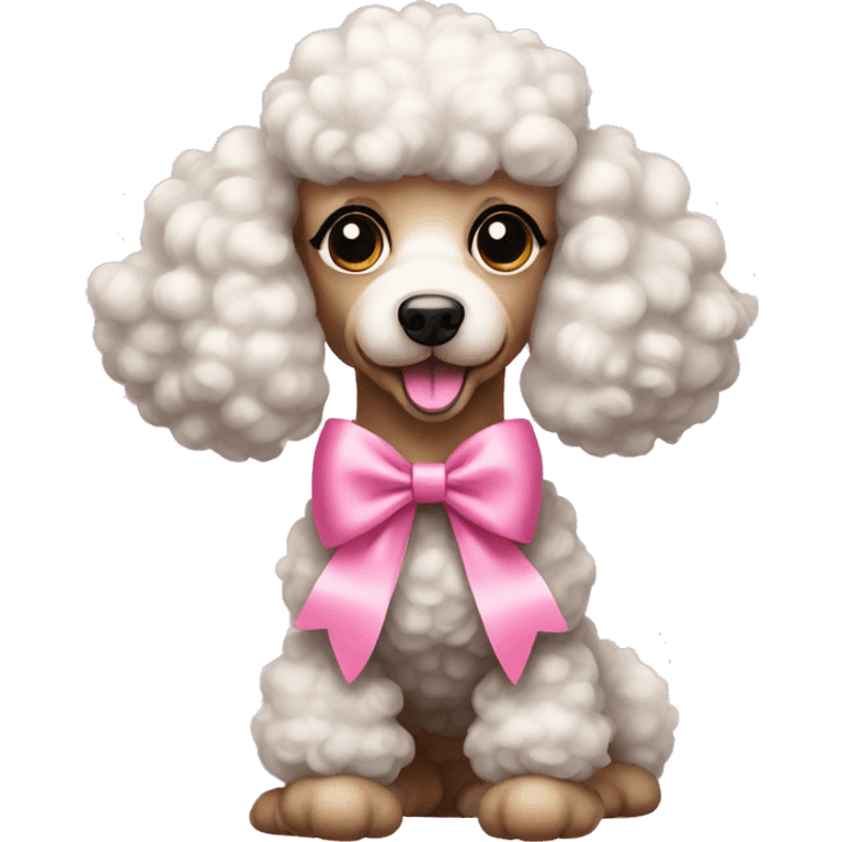 A poodle wearing a pink bow emoji