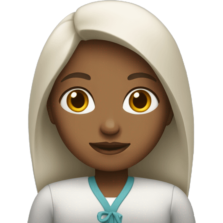 Girl wearing a bogen emoji