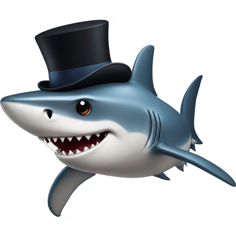 Shark with a top hat emoji