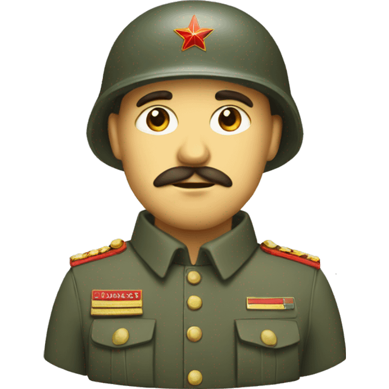 ussr soldier serious with military helmet emoji