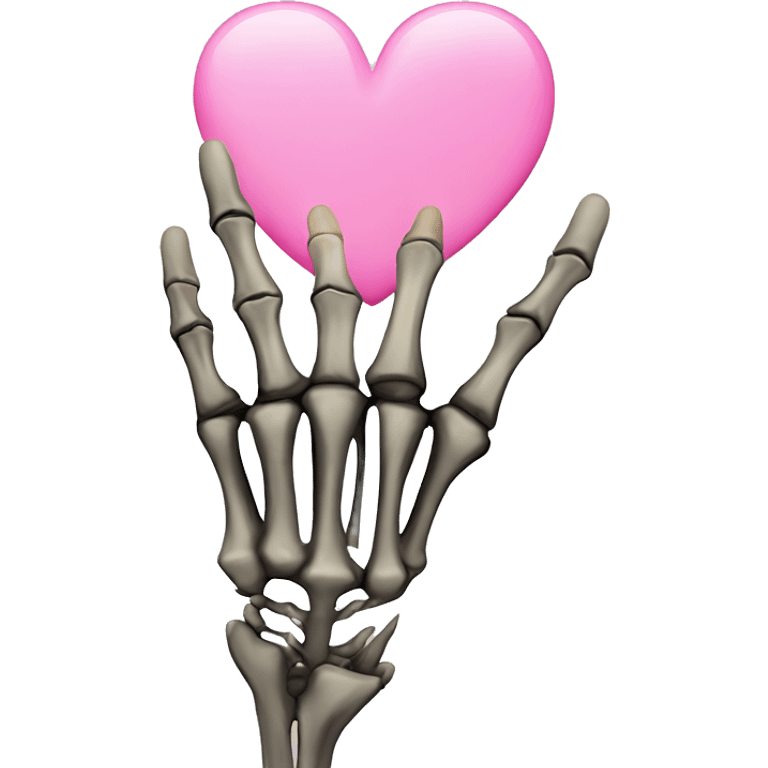 Skeleton hand w middle finger upright w pink heart on middle finger emoji