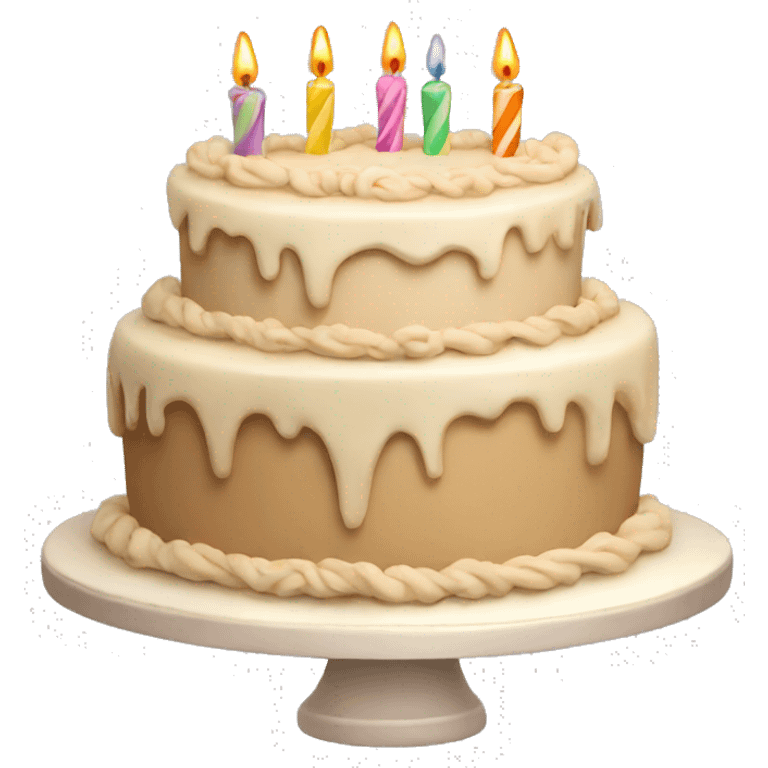 Beige detailed birthday cake emoji