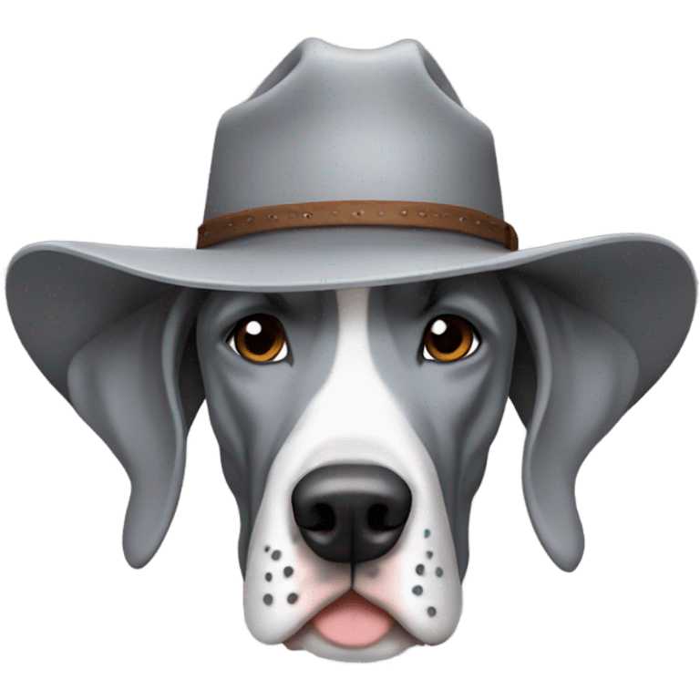 Grey Great Dane in a cowboy hat emoji