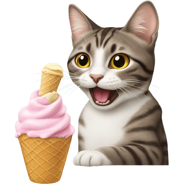 Cat eating ice cream emoji