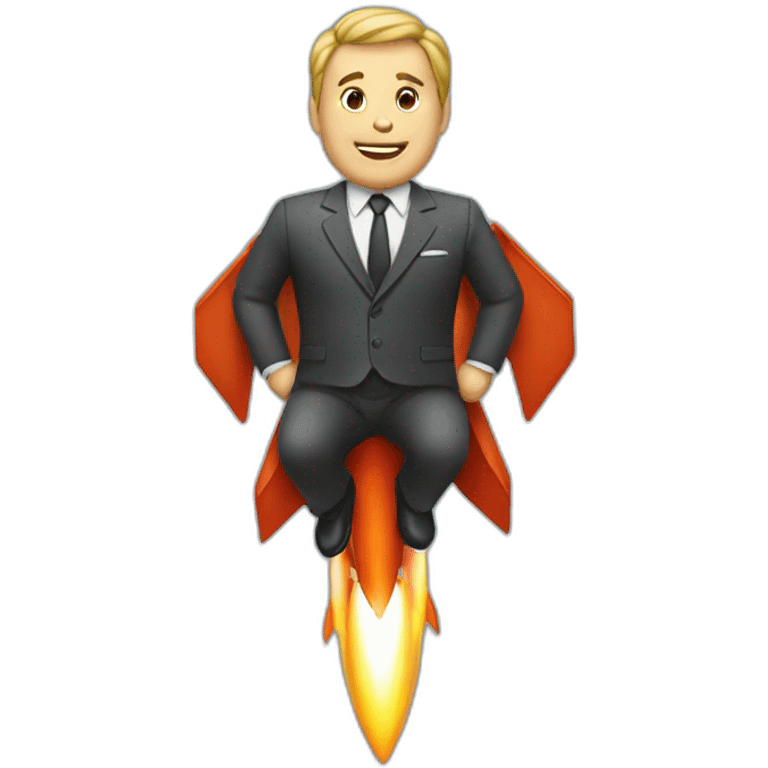 suit man flying rocket emoji