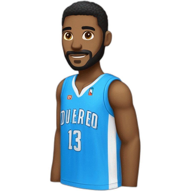 Un maillot de basket bleu avec écrit 14 dessus dans le style de IOS emoji