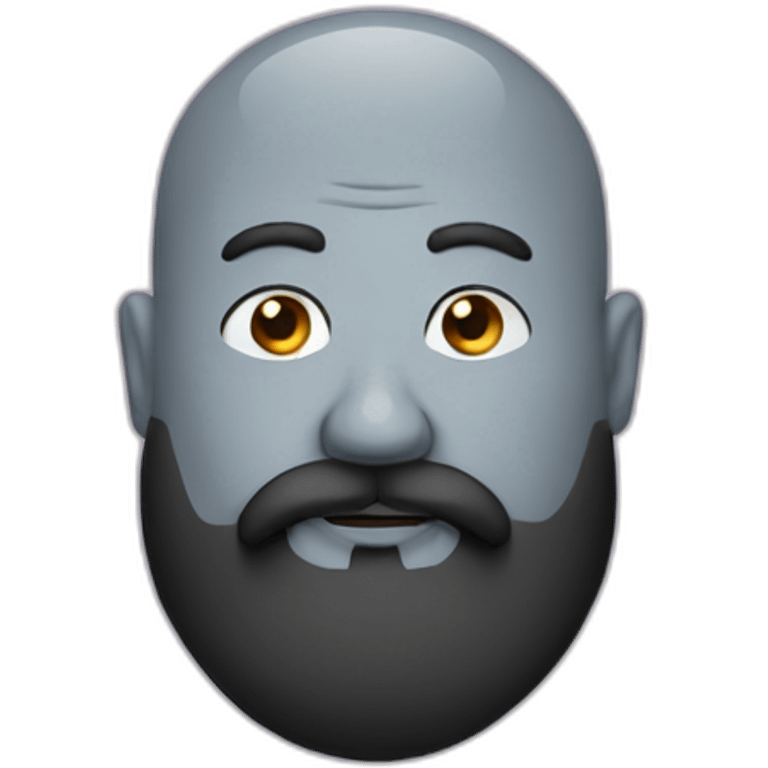 one fat bald man with moustache and long black beard emoji