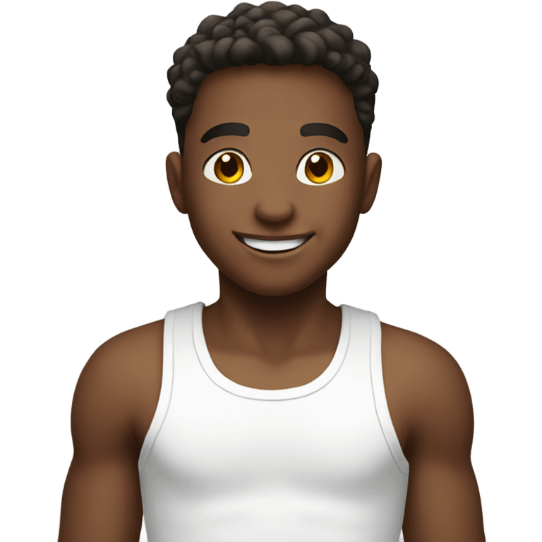 smiling boy in white tank emoji