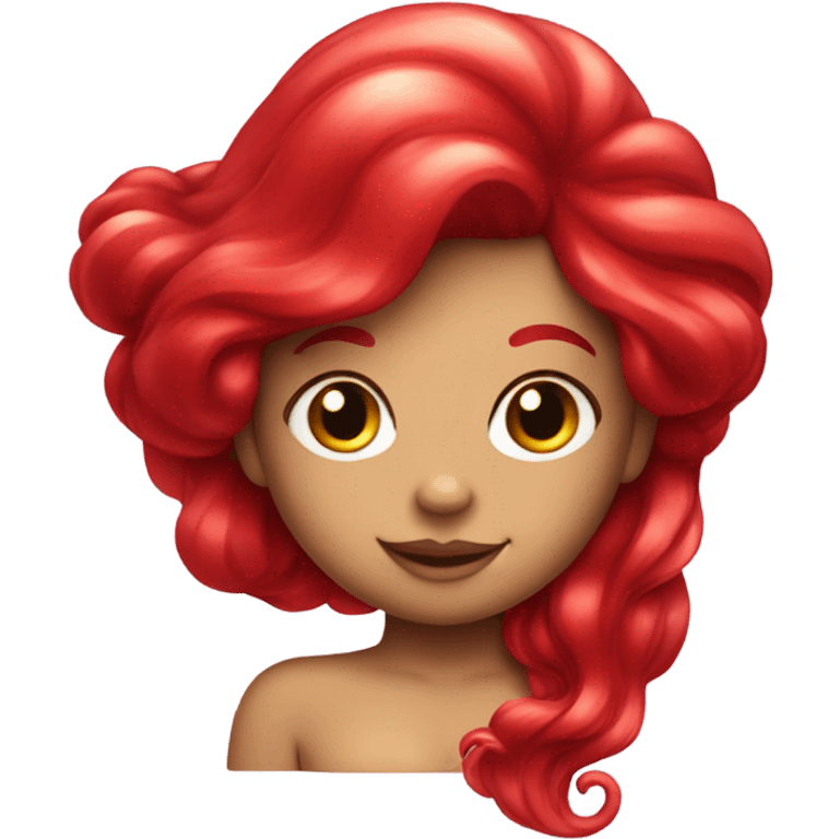 mermaid with red sparkly hair and a red tail emoji