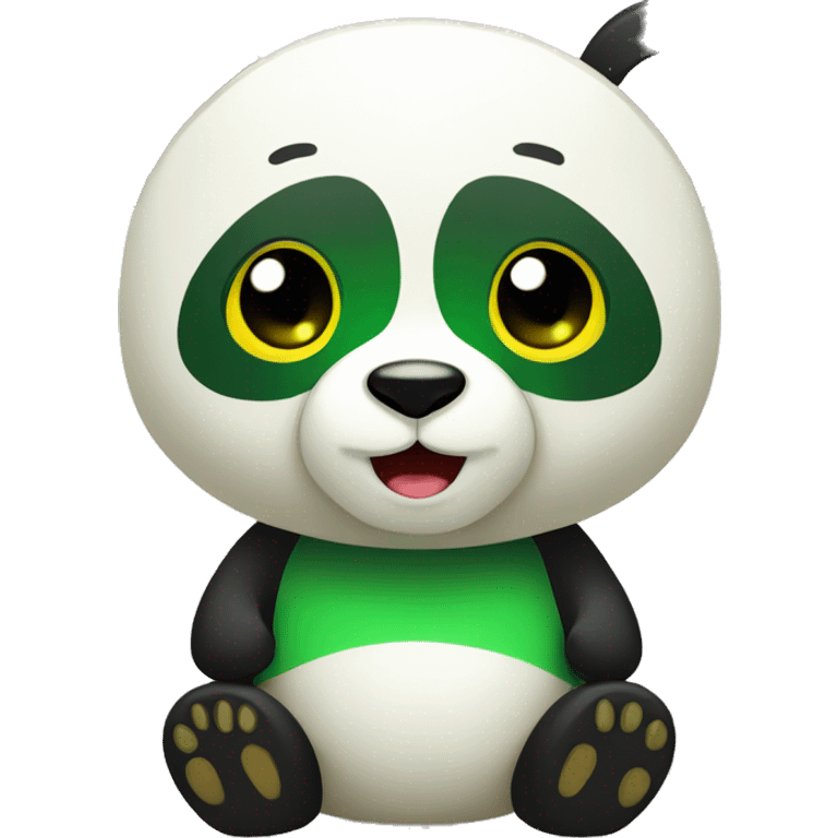 panda, full body, green and yellow emoji