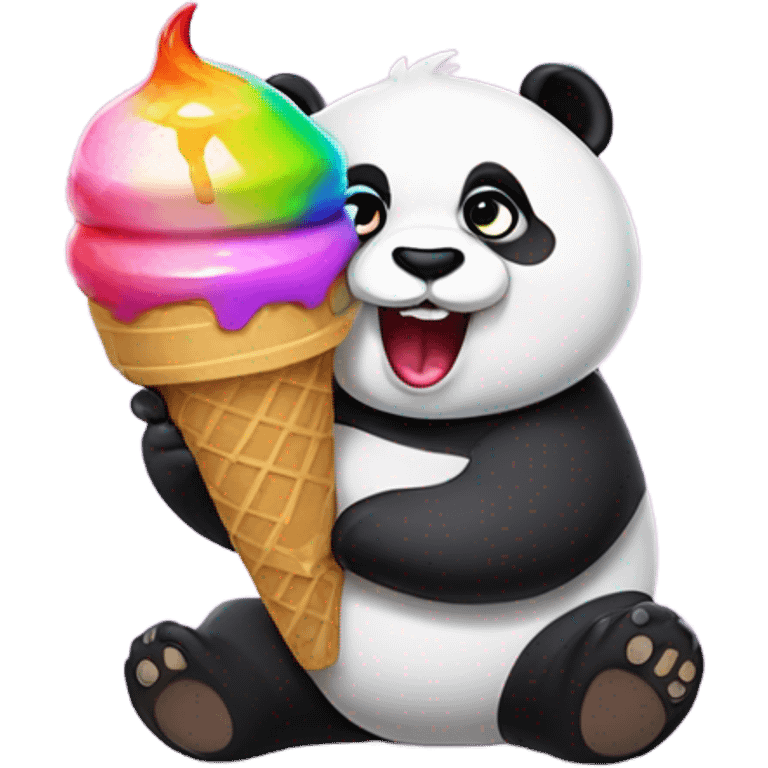 Panda eating ice cream emoji