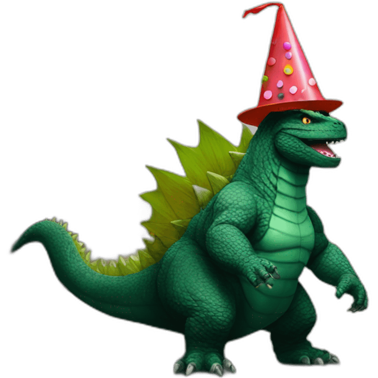 Godzilla with Party hat emoji