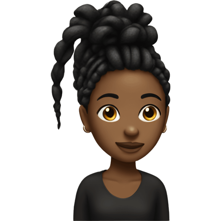 black caramel skin girl emoji with black dreadlocks   emoji