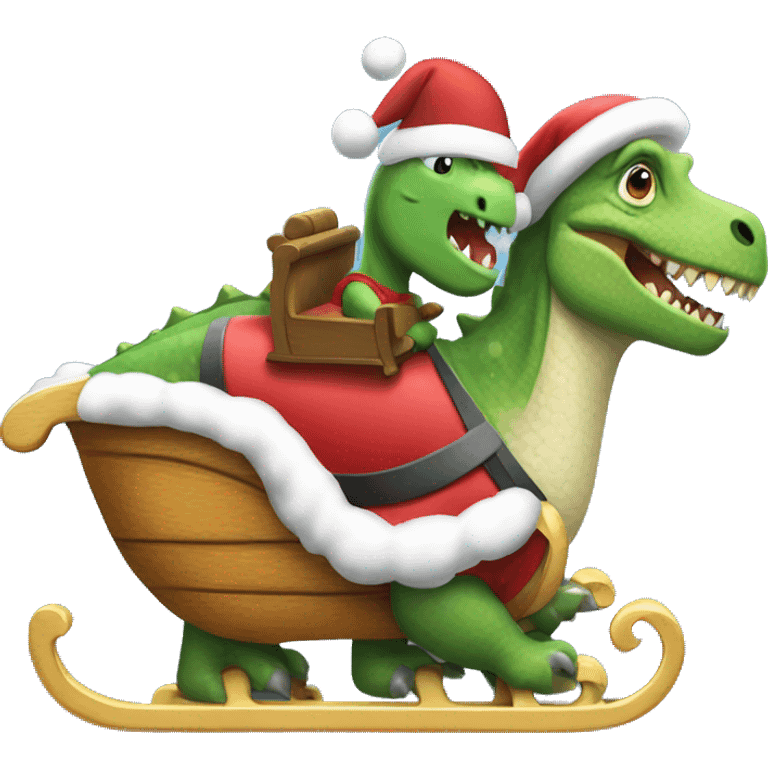 Dino driving Santa’s sleigh  emoji