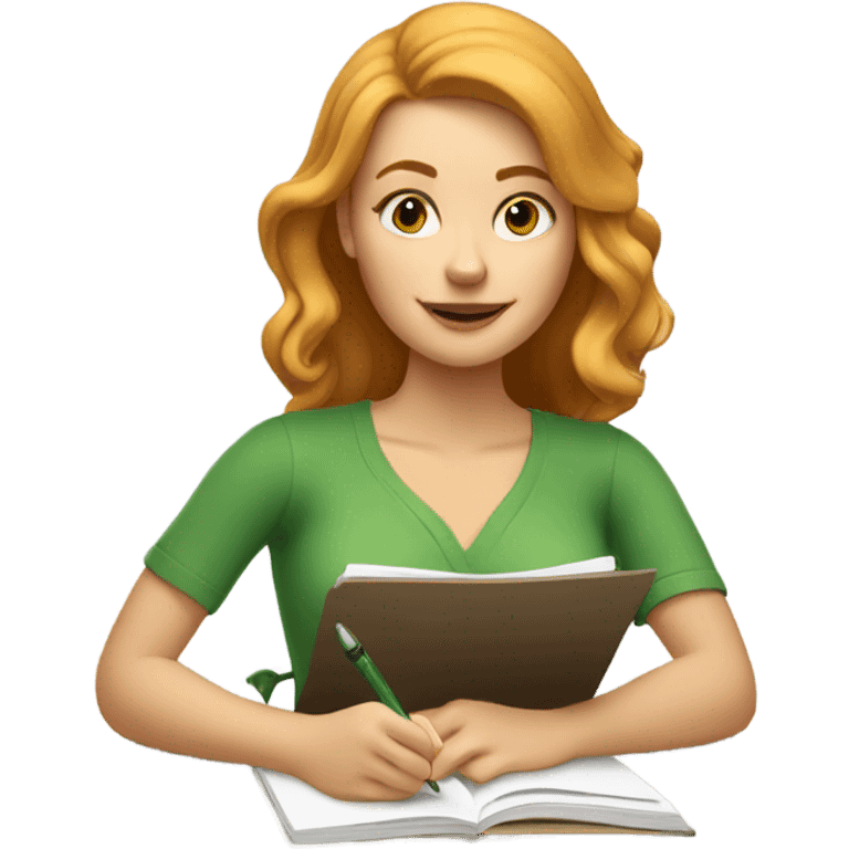 strawberry blonde woman writing in journal emoji