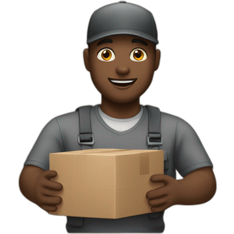 Black delivery man and boxes emoji