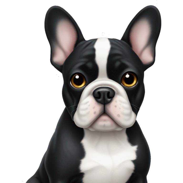 Black French bulldog with white breast emoji