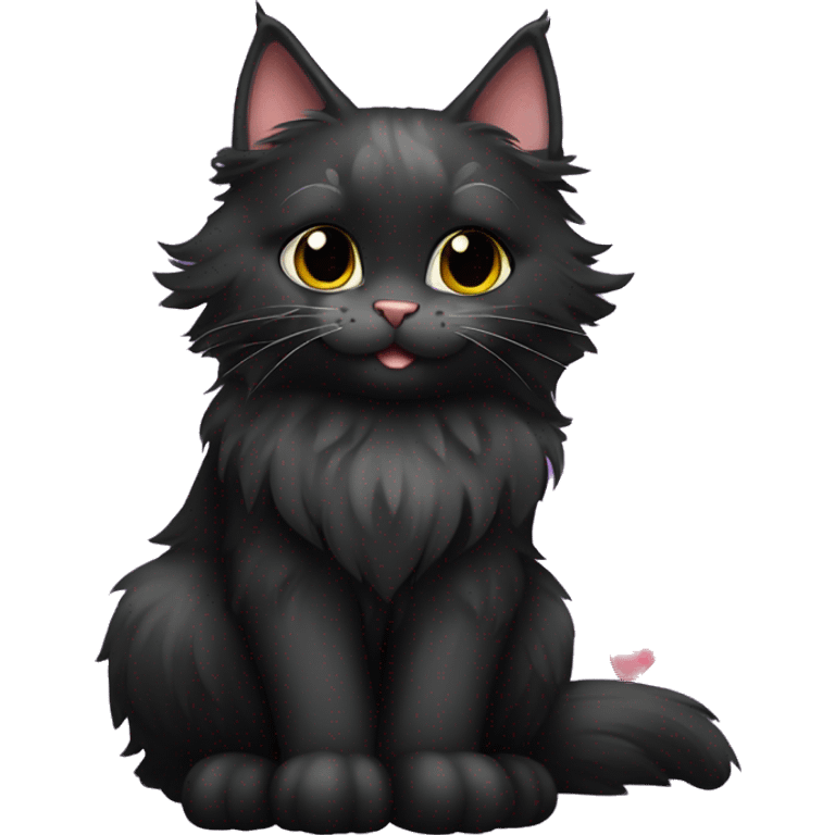 black maine coon with 5 hearts emoji