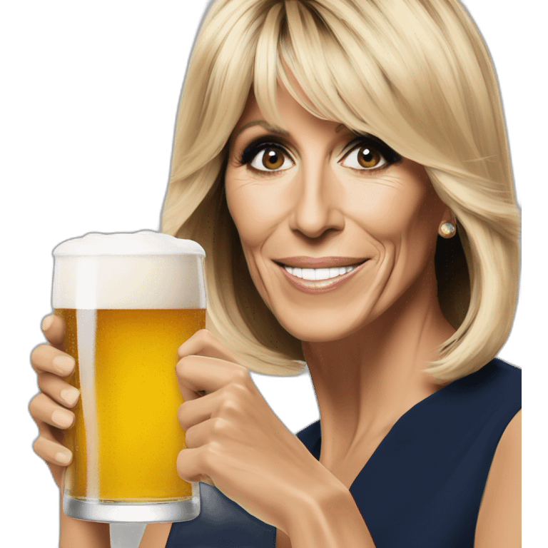 Brigitte Macron avec une bière emoji