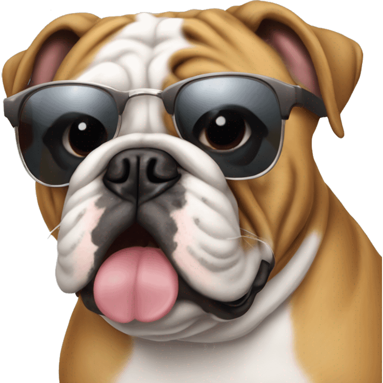 English bulldog wearing sunglasses emoji