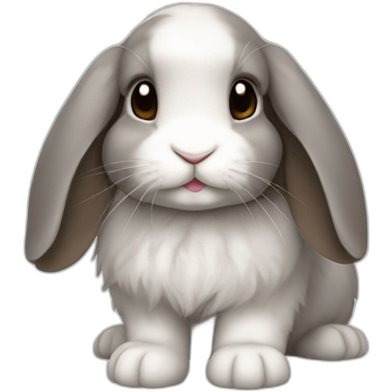 mini lop rabbit with grey fur and hint brown emoji