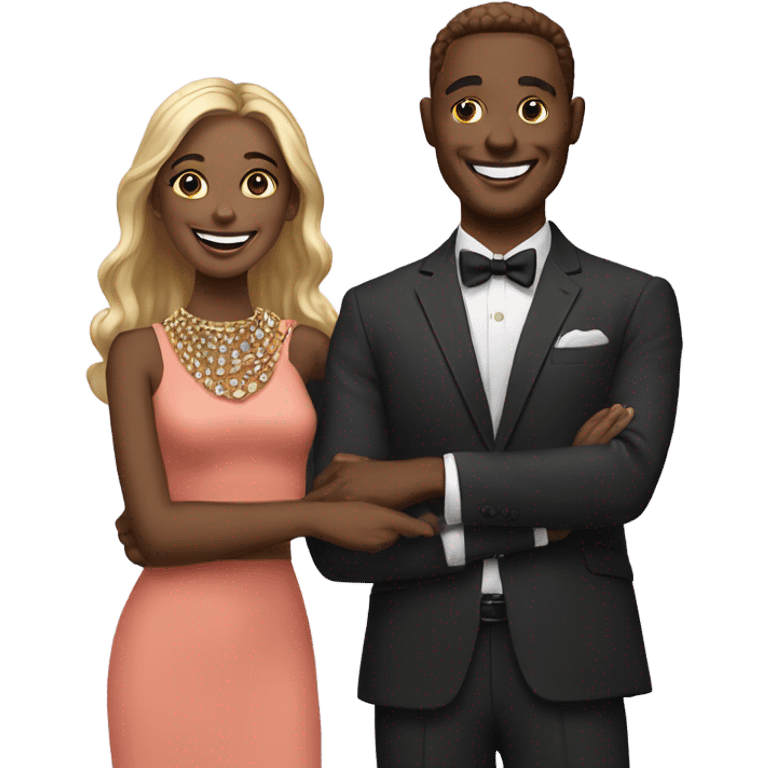 happy couple with jewelry emoji