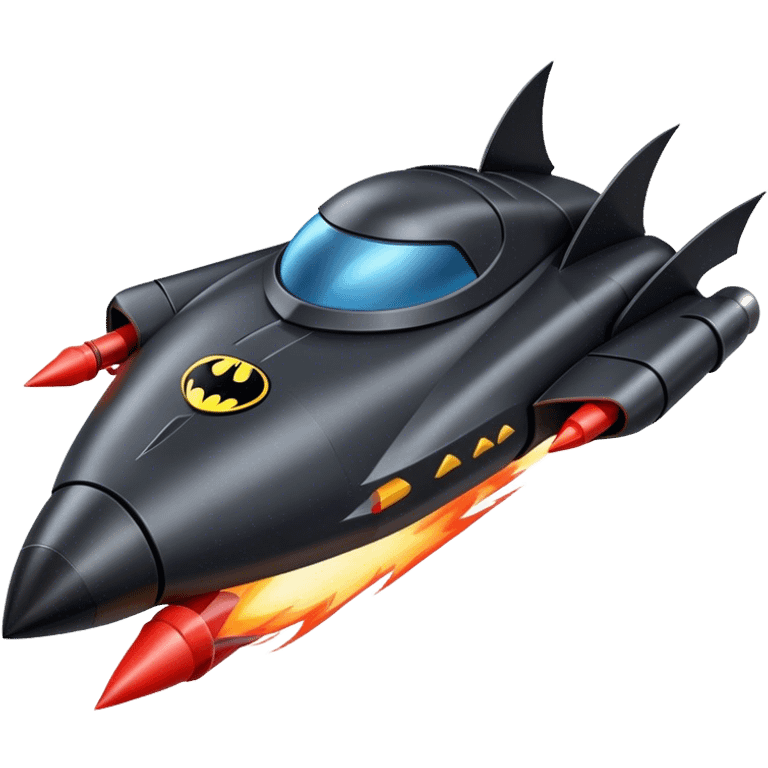 batmobile riding a rocket ship boom! emoji