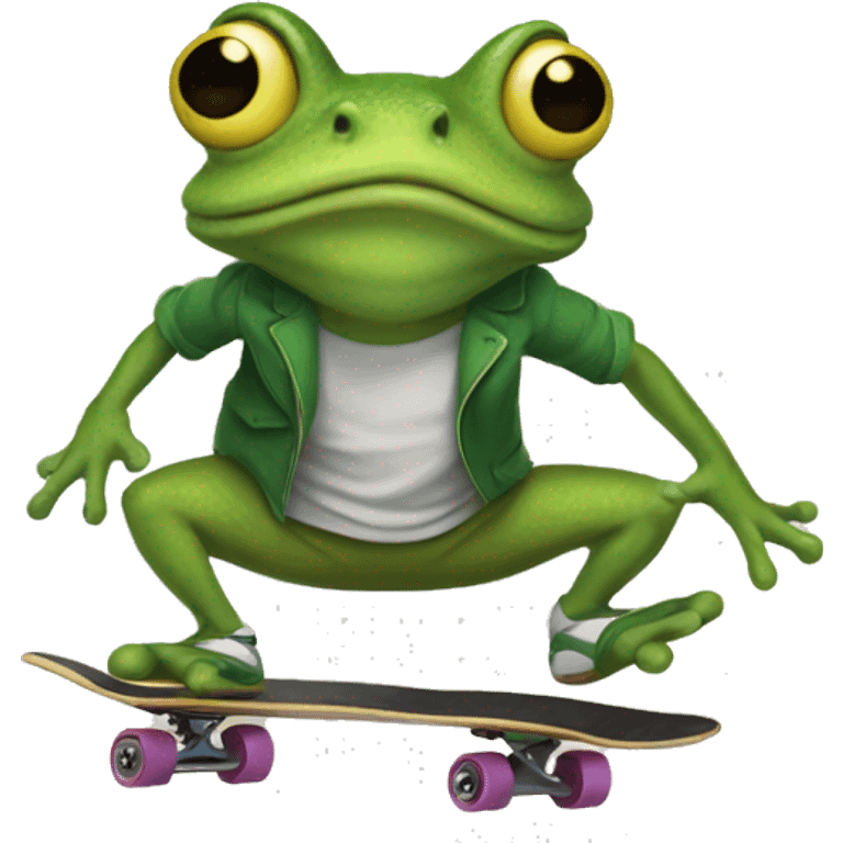 Skateboarding frog emoji