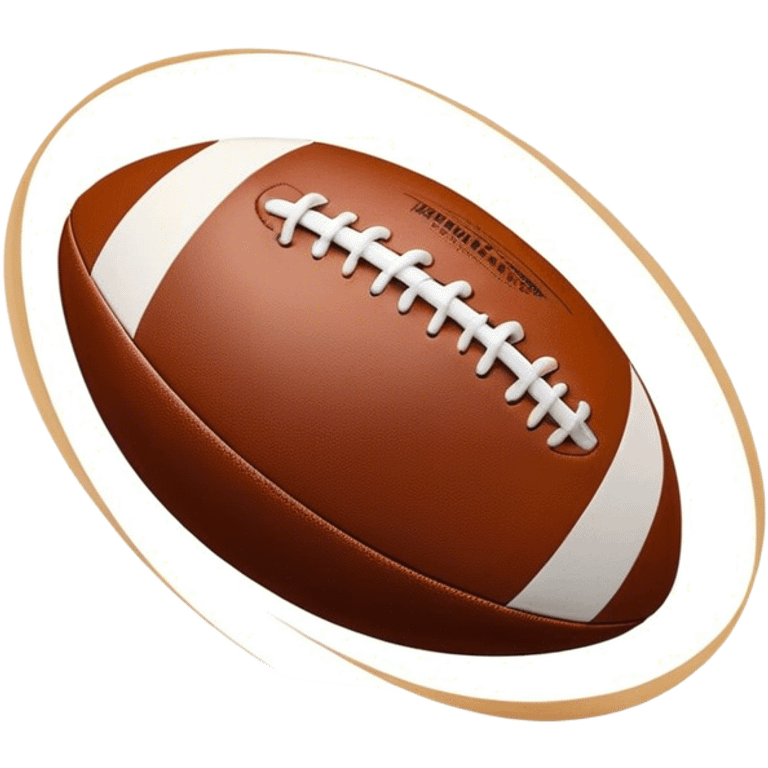 Cinematic Realistic image of a rugby ball in mid-action, with dynamic motion blur and finely rendered leather textures, set against a sunlit, energetic field that underscores its robust athleticism emoji