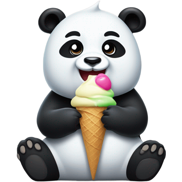 Panda eating ice cream emoji