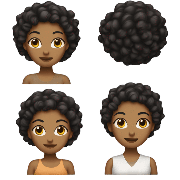 brown woman with black curly haihair  emoji