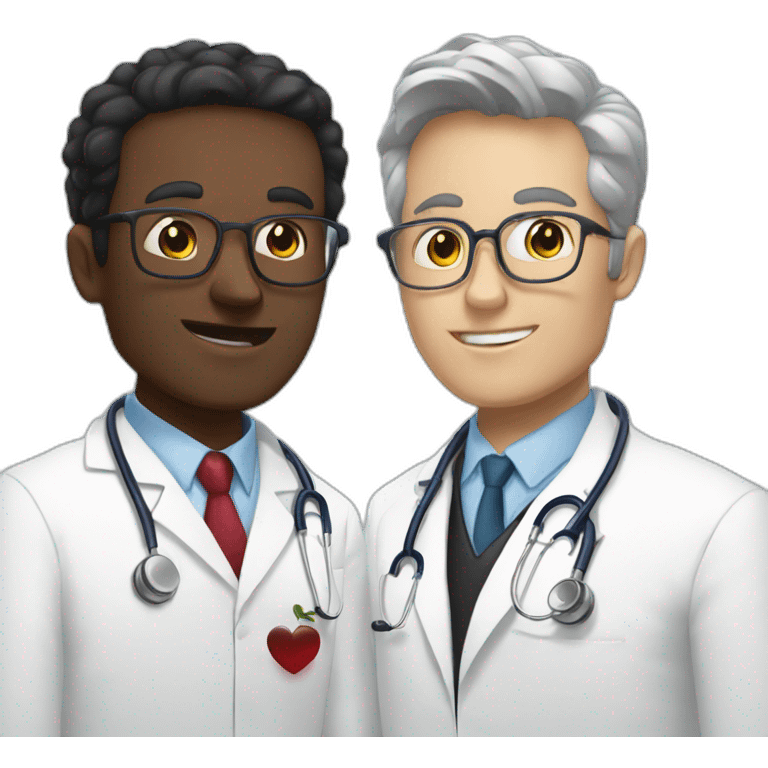 Two white doctors in love emoji