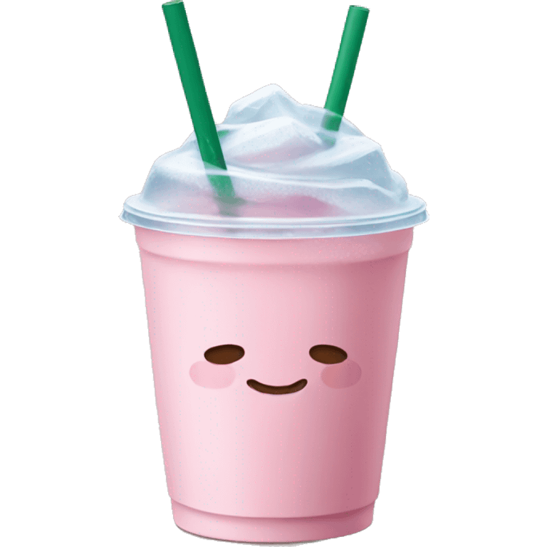 light pink Starbucks drink with ice cubes emoji