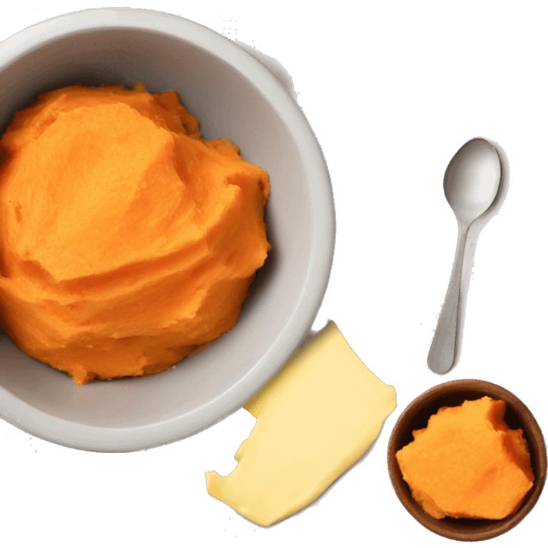 mashed sweet potatoes in a bowl with butter on top emoji