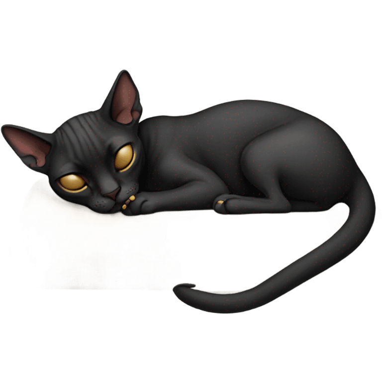 Black sphinx cat sleeping emoji