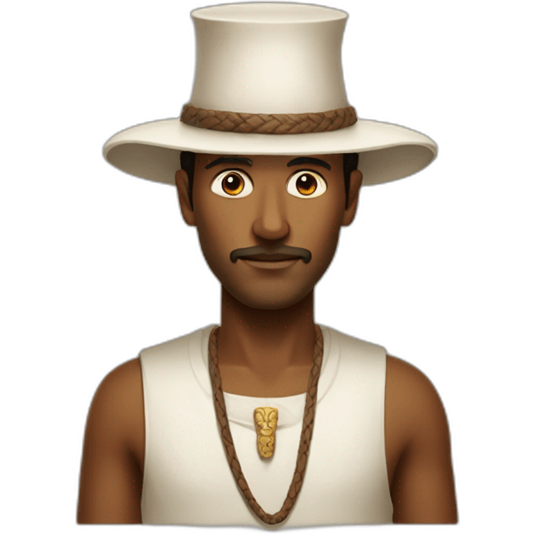 God ussop; brown man; long nose; long white hat emoji