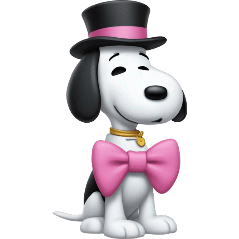 Personaje snoopy con un lazo rosa emoji