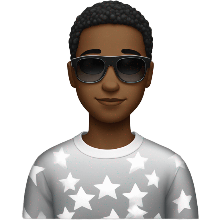 black boy with white star jumper y2k sunglasses  emoji