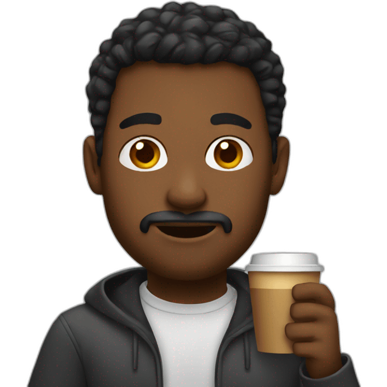 black dad drinking coffee emoji