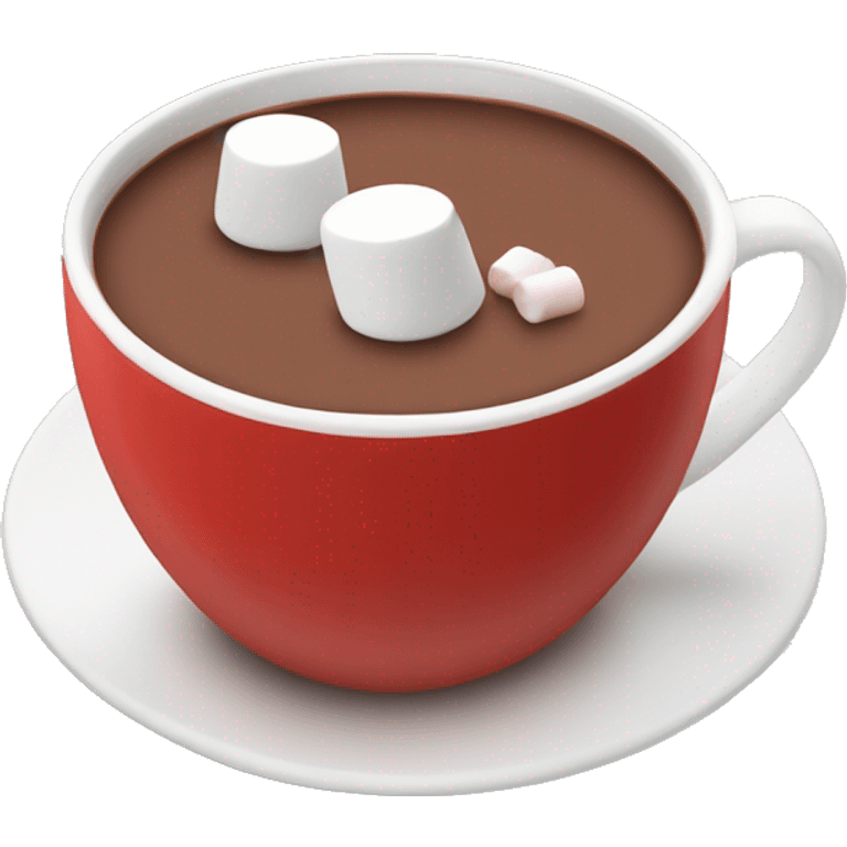 red mug of hot chocolate with marshmallows emoji