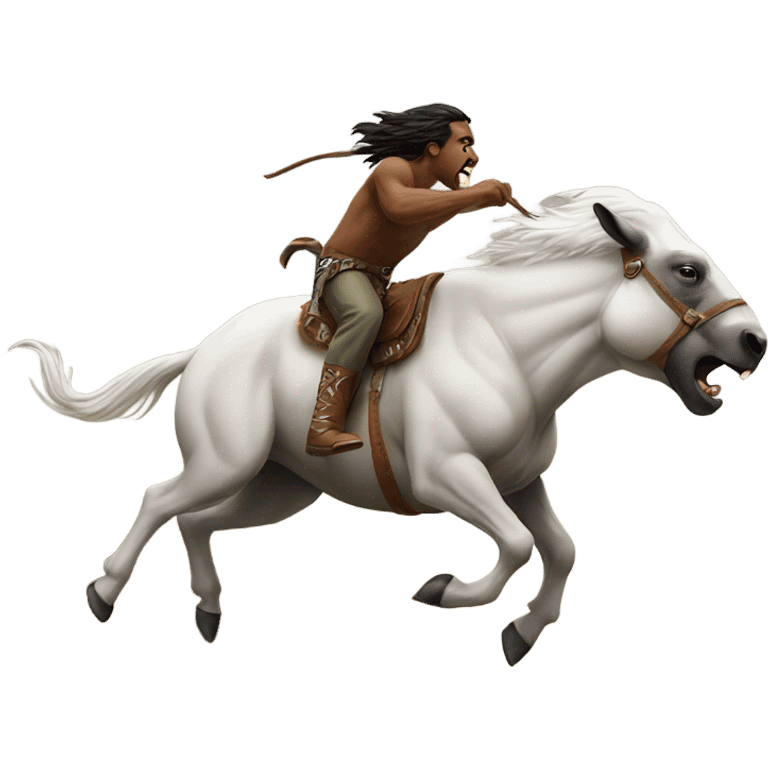 White bronco attacking a buffalo emoji