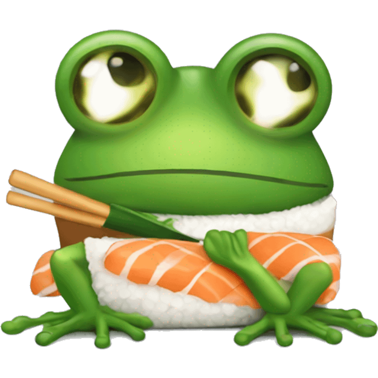 frog with sushi wearing a bikini emoji