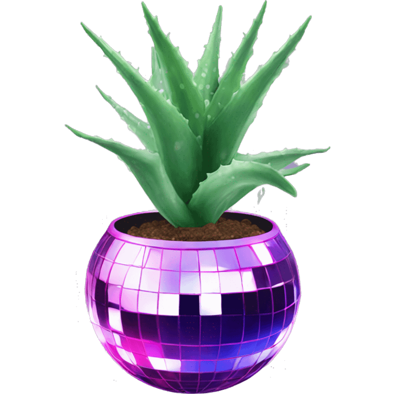 Aloe Vera plant in a disco ball print planter emoji